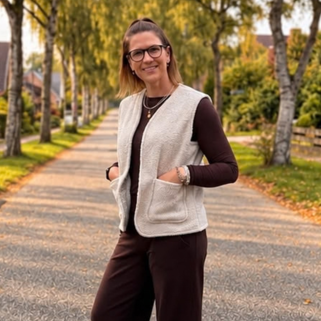 Musselin Liebe Wendeweste Teddyweste für Damen zum Wenden aus Teddystoff und Musselin Baumwolle