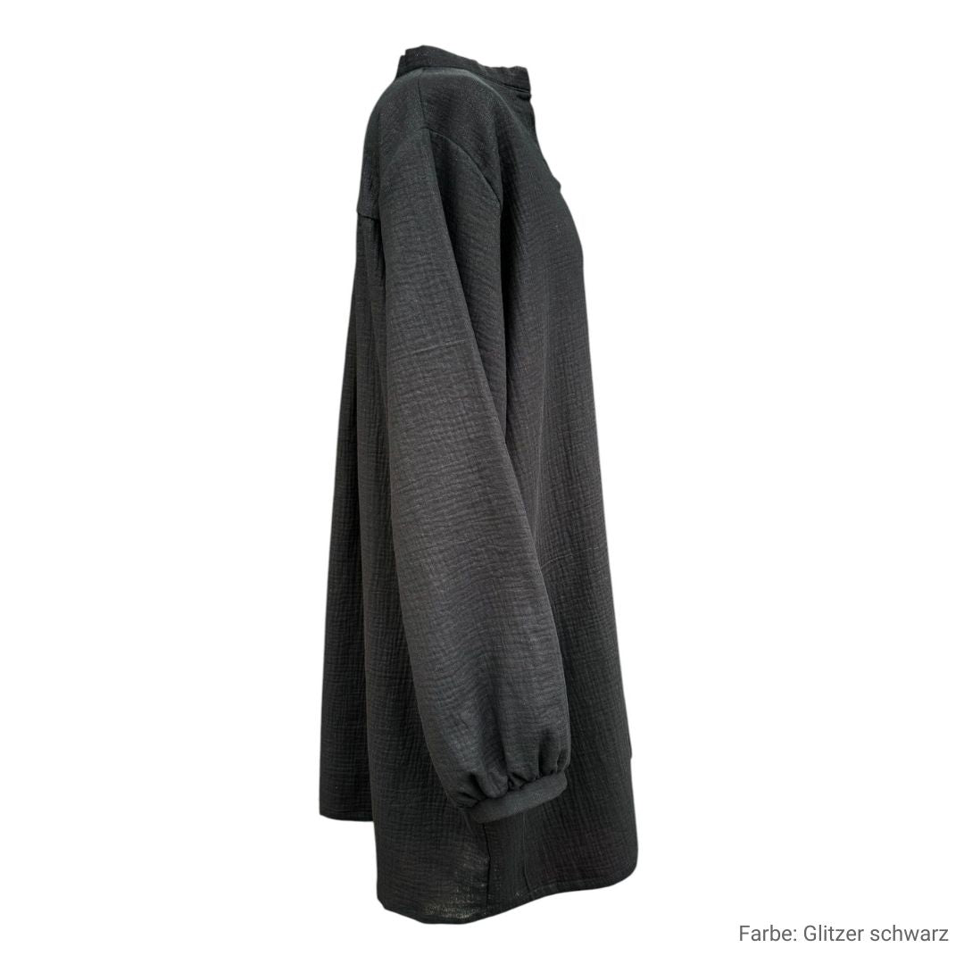 Musselin Liebe Lange Tunika Overshirt Kleid Damen