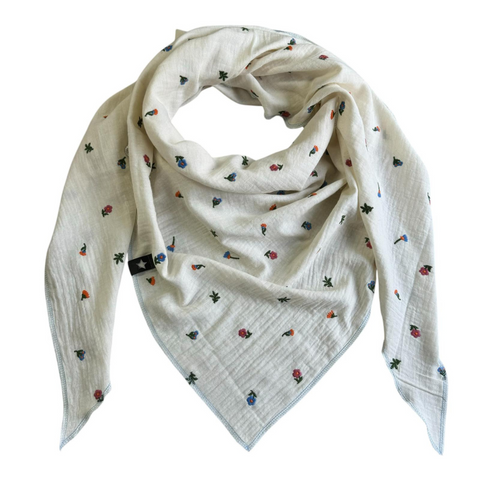 M Tuch "Blumen-Stick" - Vanille