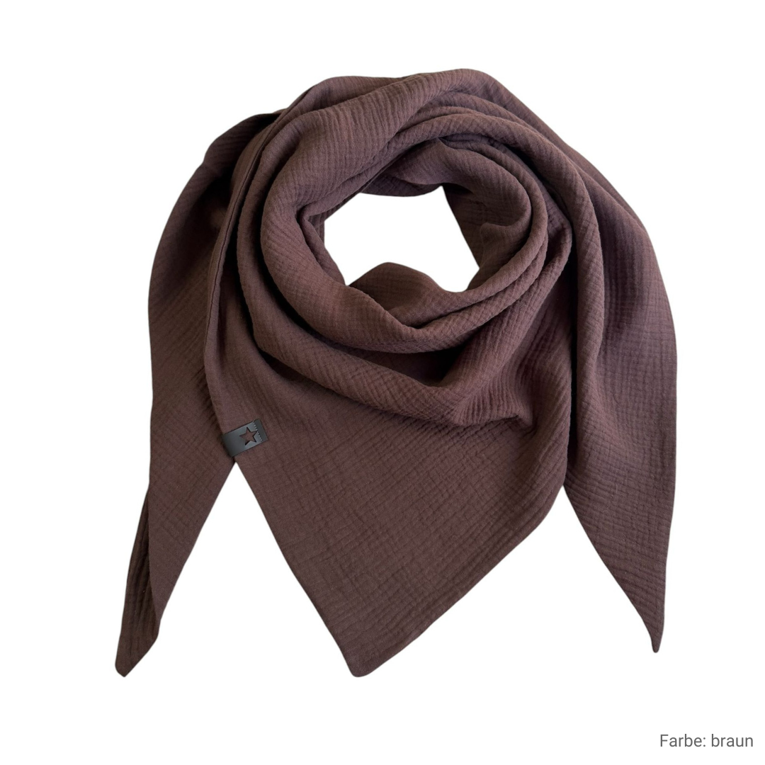 Musselin Liebe L Tuch Konfigurator Dreieckstuch zweilagiges Halstuch braun