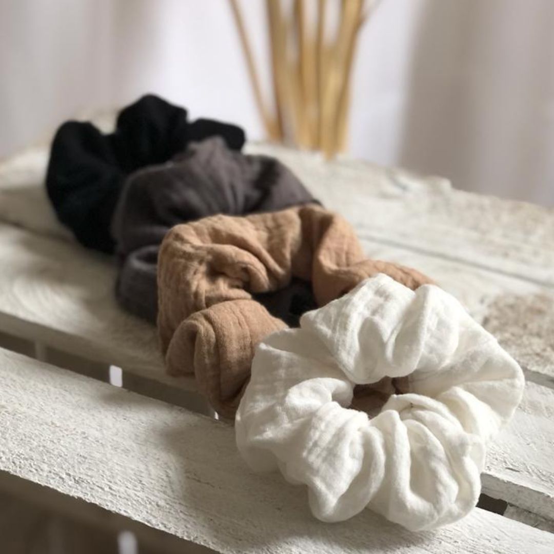 Scrunchie Haargummi aus Musselin Baumwolle von Musselin Liebe