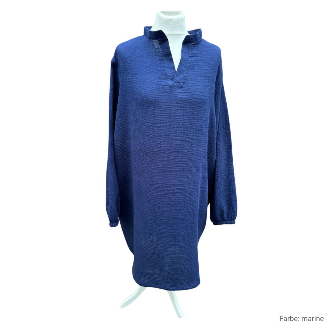 Musselin Liebe Lange Tunika Overshirt Kleid Damen