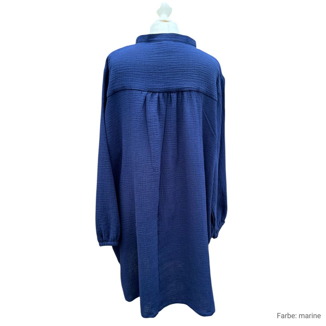 Musselin Liebe Lange Tunika Overshirt Kleid Damen