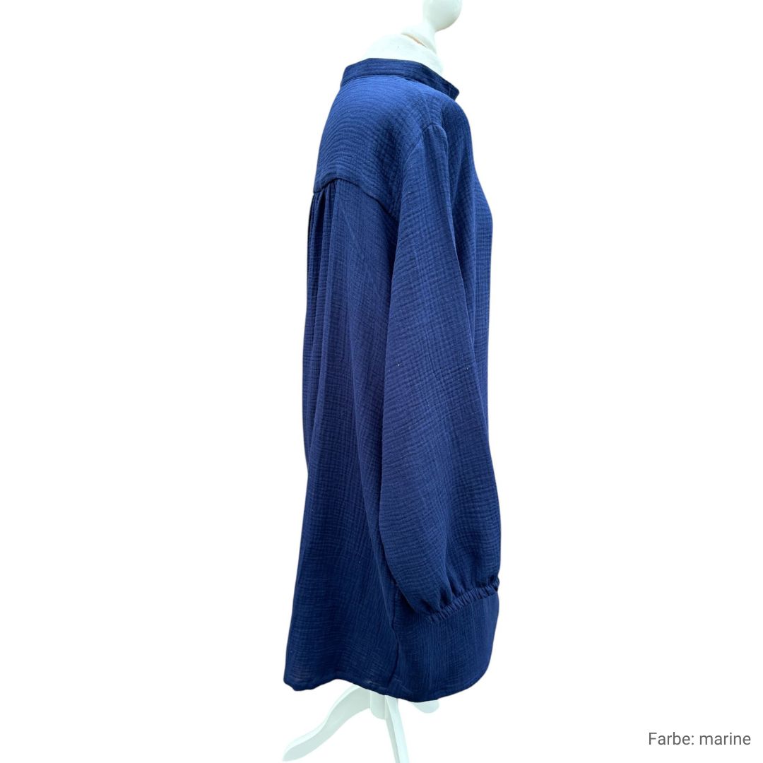 Musselin Liebe Lange Tunika Overshirt Kleid Damen