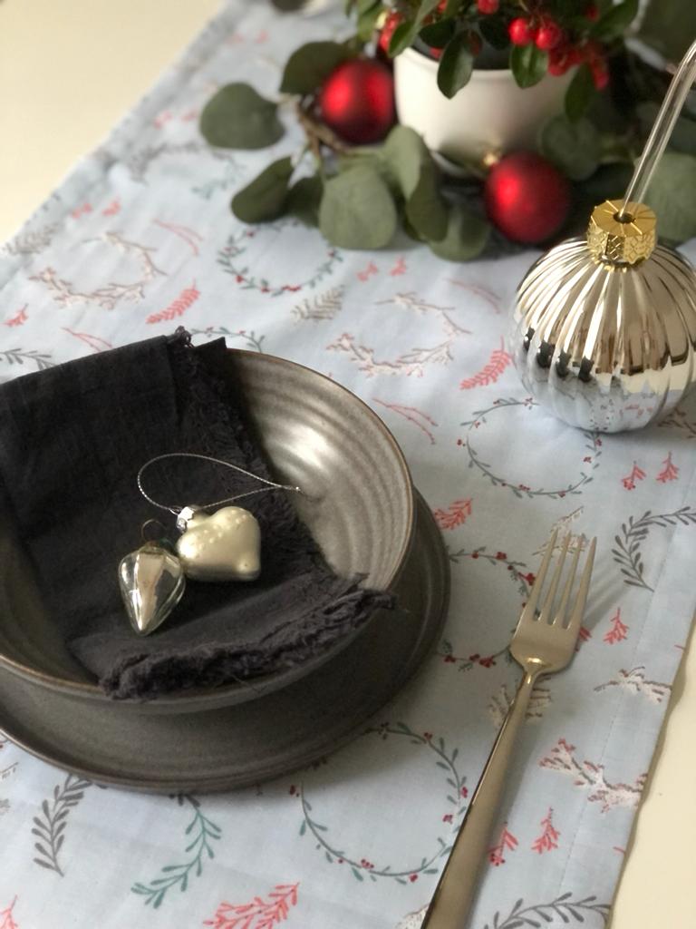 Musselin Liebe Tischläufer Weihnachten