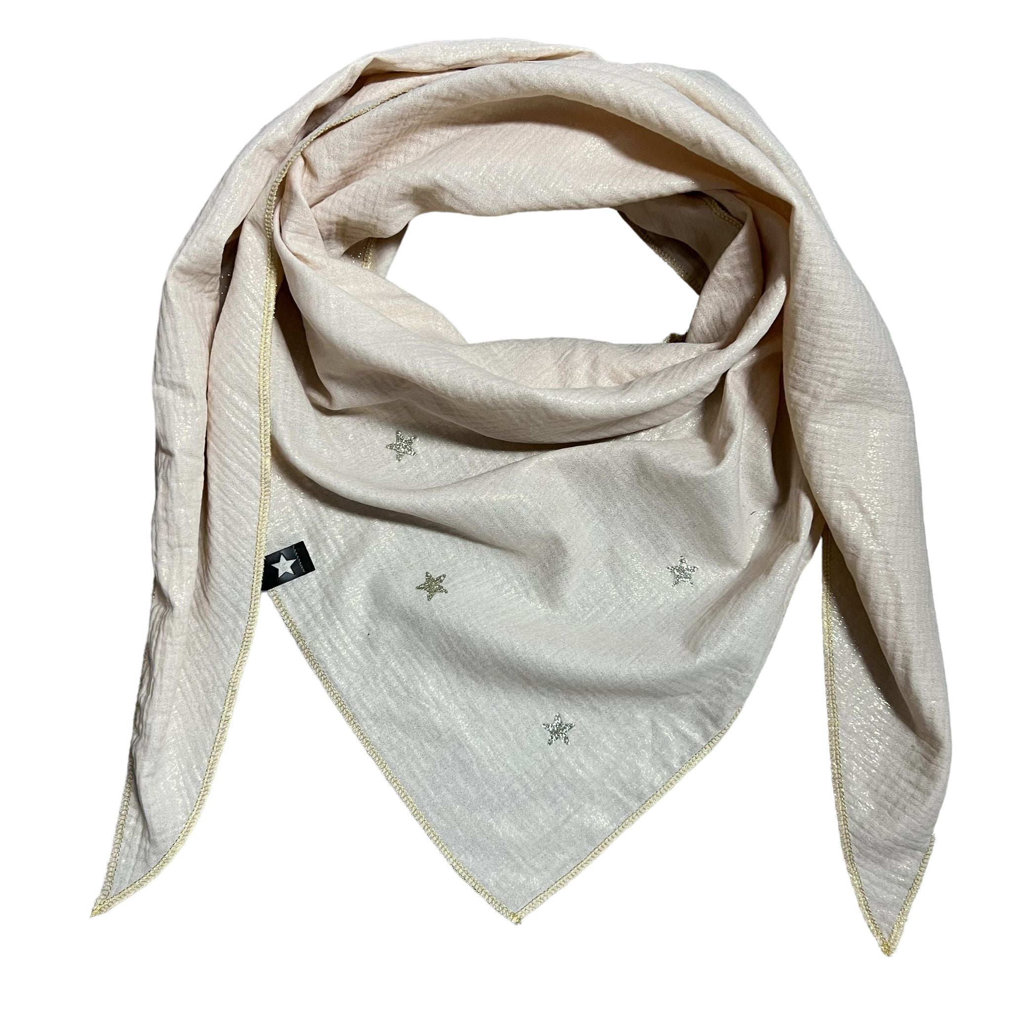 M Tuch - Glitzer Creme, Sterne Gold