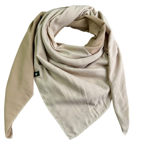 XL Tuch "Goldstreifen" - Creme, Mini Waffelpiqué Beige