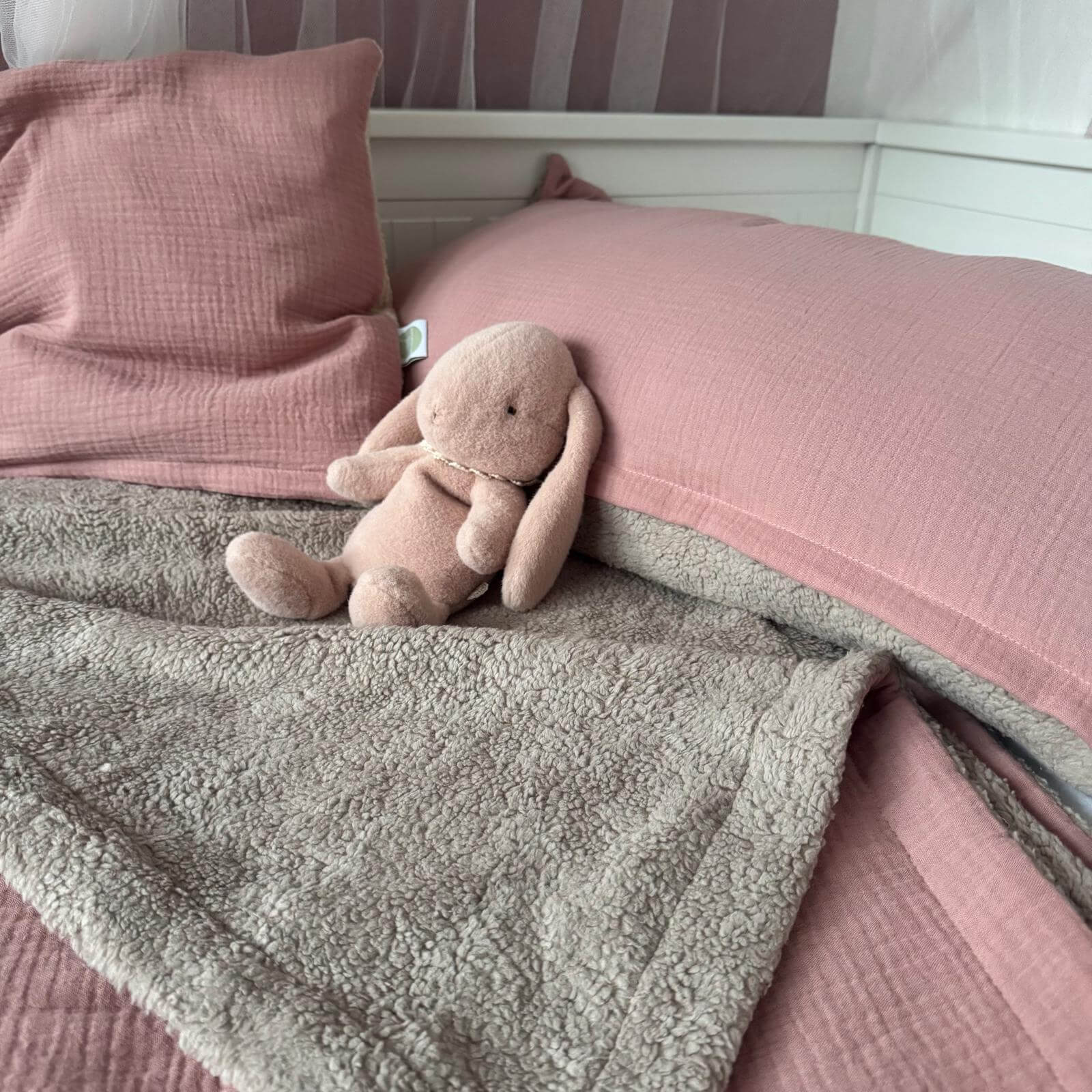 Musselin Liebe Teddy Kissenbezug Musselin Baumwolle Kuschelkissen Kissenbezug Winter