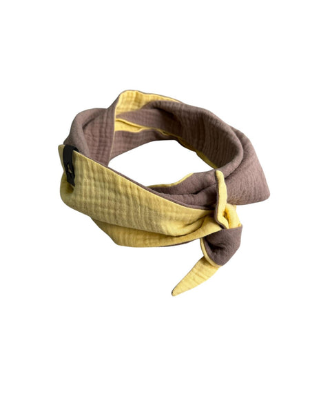 Musselin Liebe Mini Sophie Scarf in den Farben gelb und greige