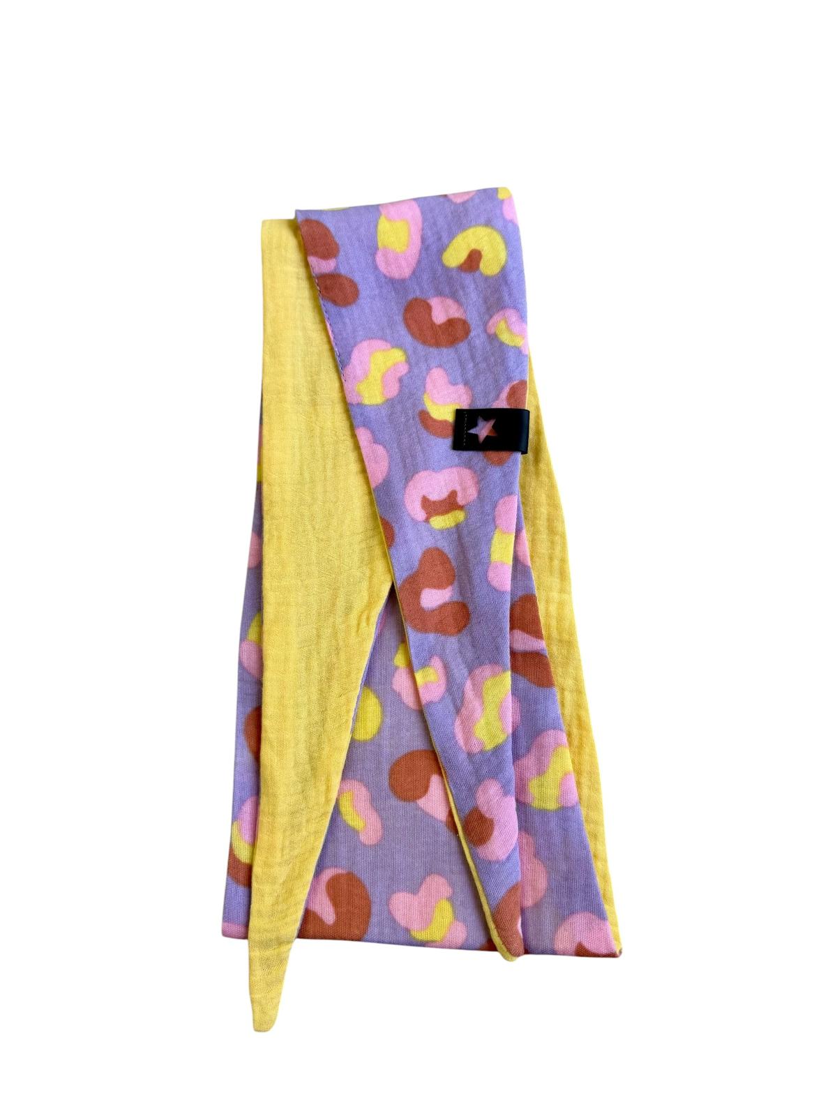 Musselin Liebe Mini Sophie Scarf Halstuch in Leo lila und gelb
