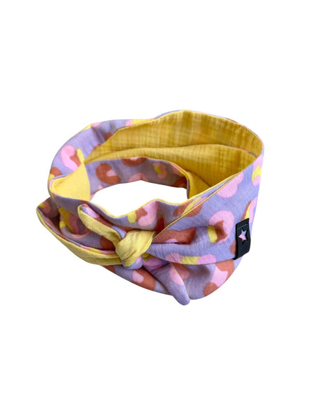 Musselin Liebe Mini Sophie Scarf Halstuch in Leo lila und gelb