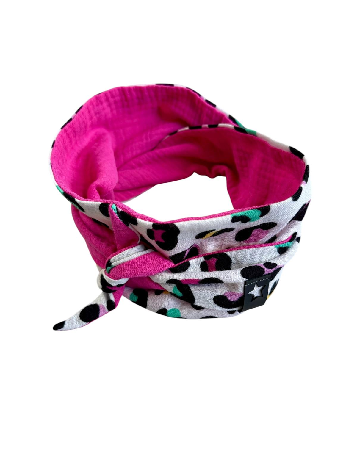 Musselin Liebe Mini Sophie Scarf Halstuch in Leo bunt und pink