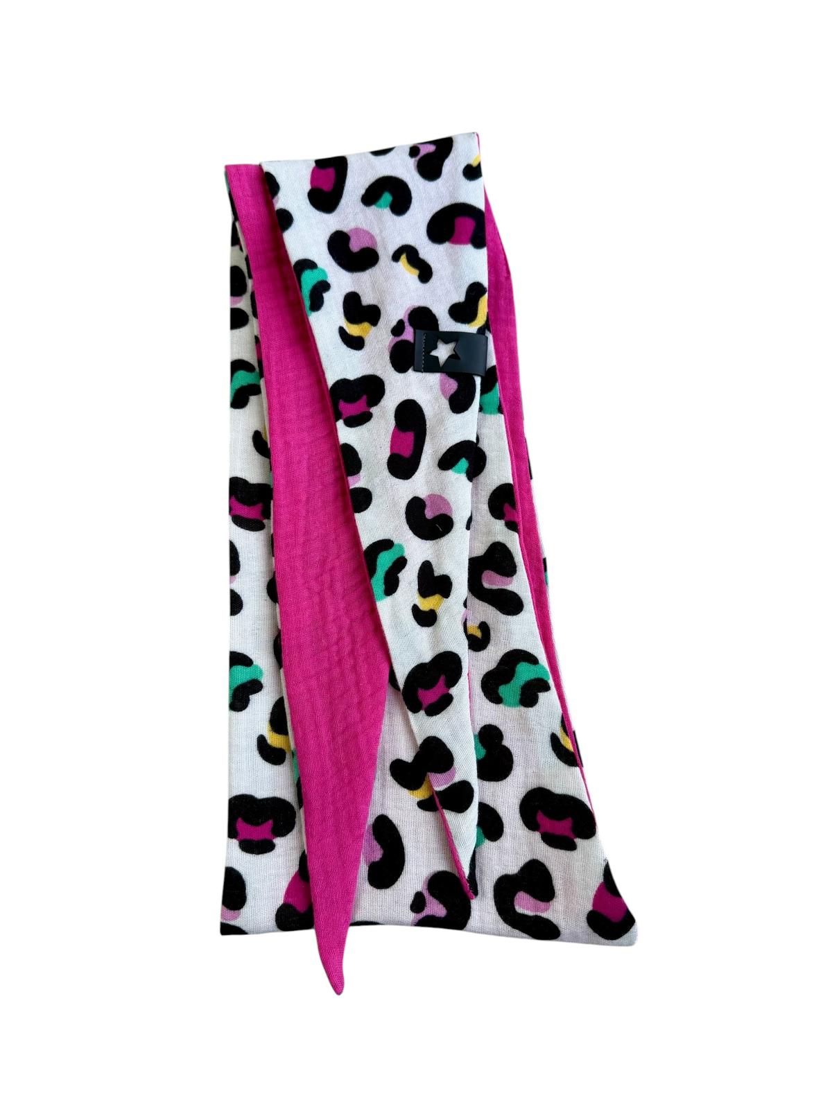 Musselin Liebe Mini Sophie Scarf Halstuch in Leo bunt und pink