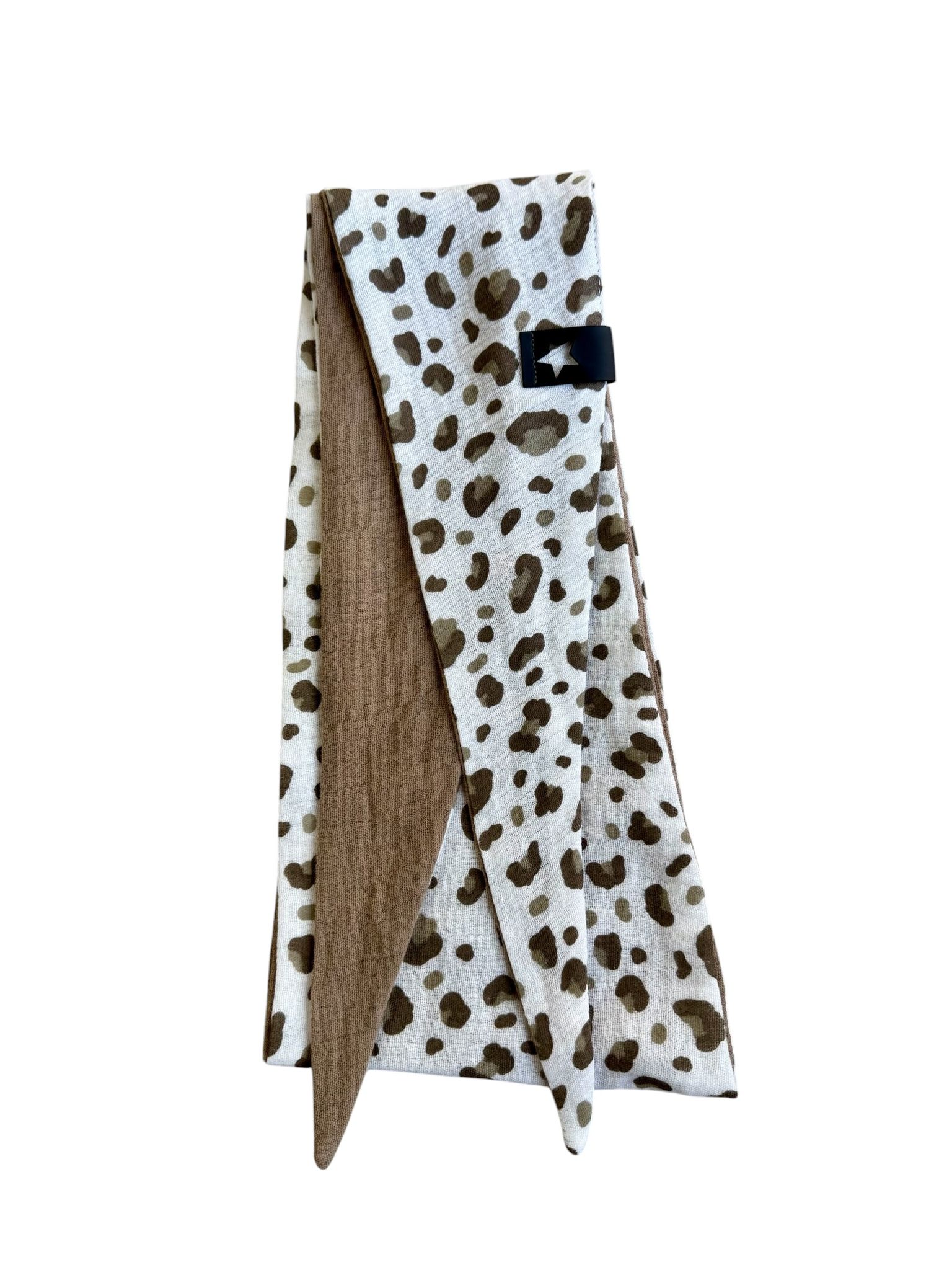 Musselin Liebe Mini Sophie Scarf Halstuch in Leo greige und greige