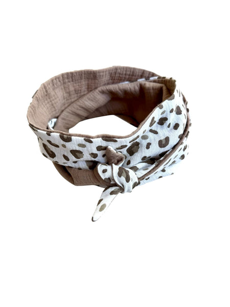 Musselin Liebe Mini Sophie Scarf Halstuch in Leo greige und greige