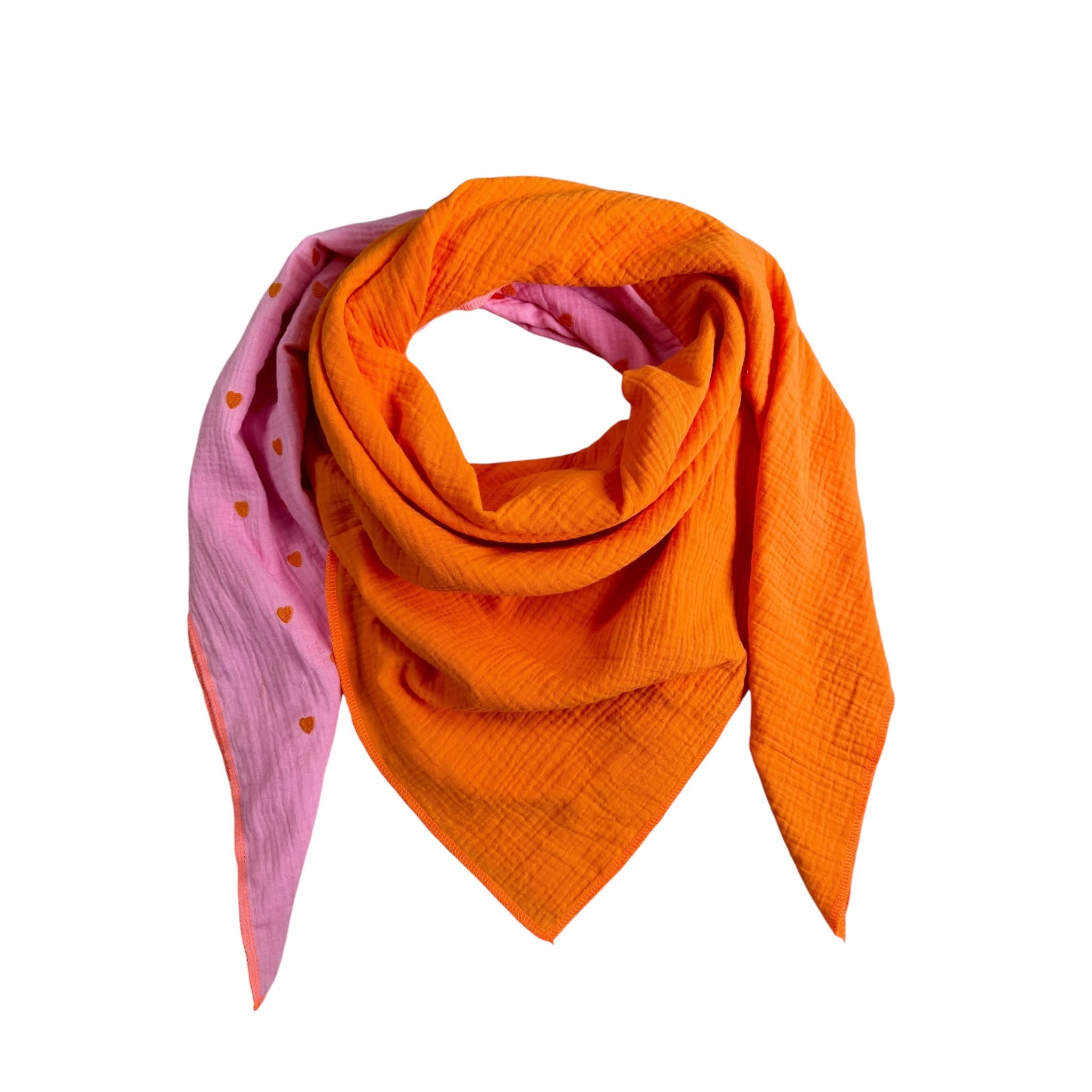 Musselin Liebe XL Tuch Halstuch Schal aus Musselin Baumwolle zweifarbig