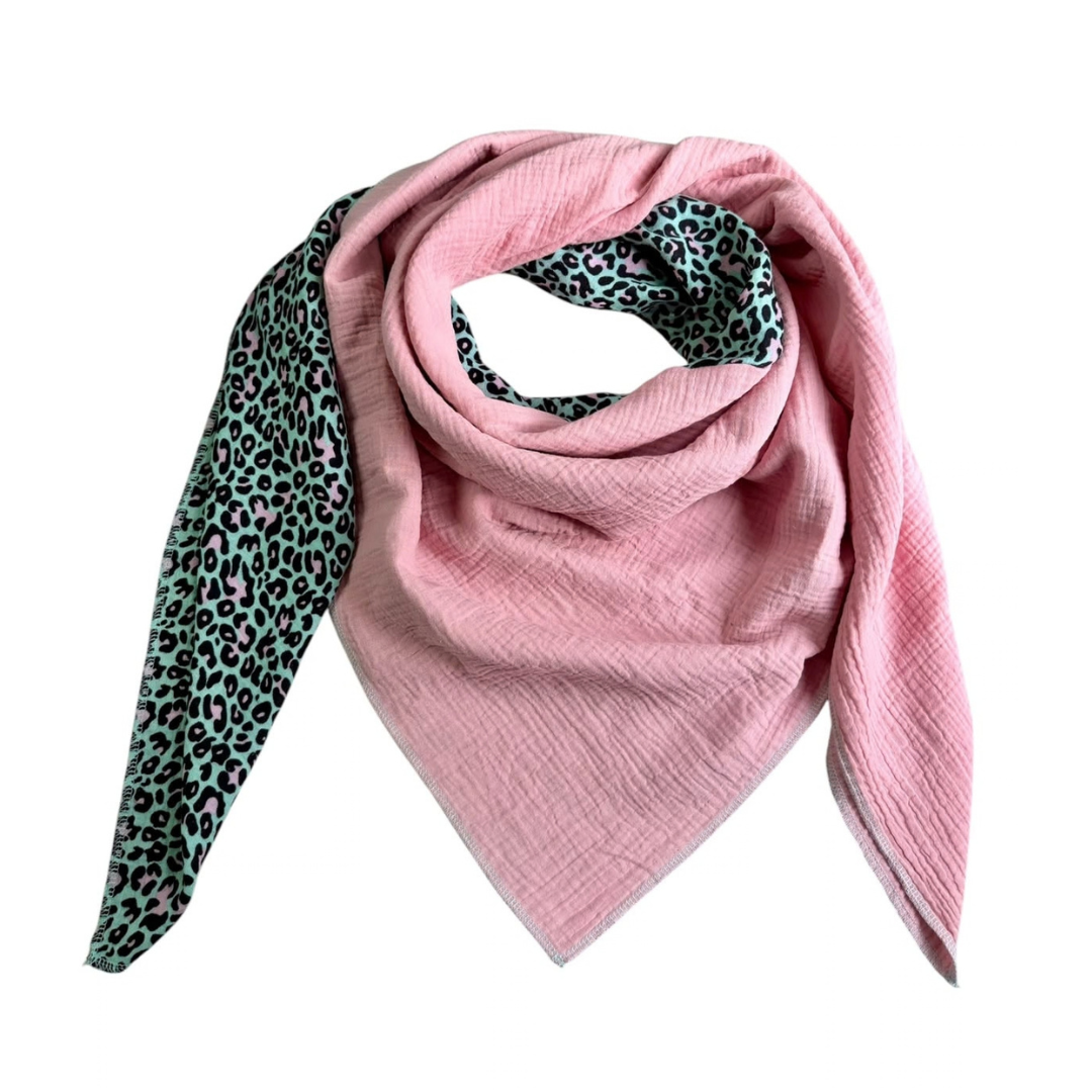 Musselin Liebe XL Tuch Halstuch Schal aus Musselin Baumwolle zweifarbig