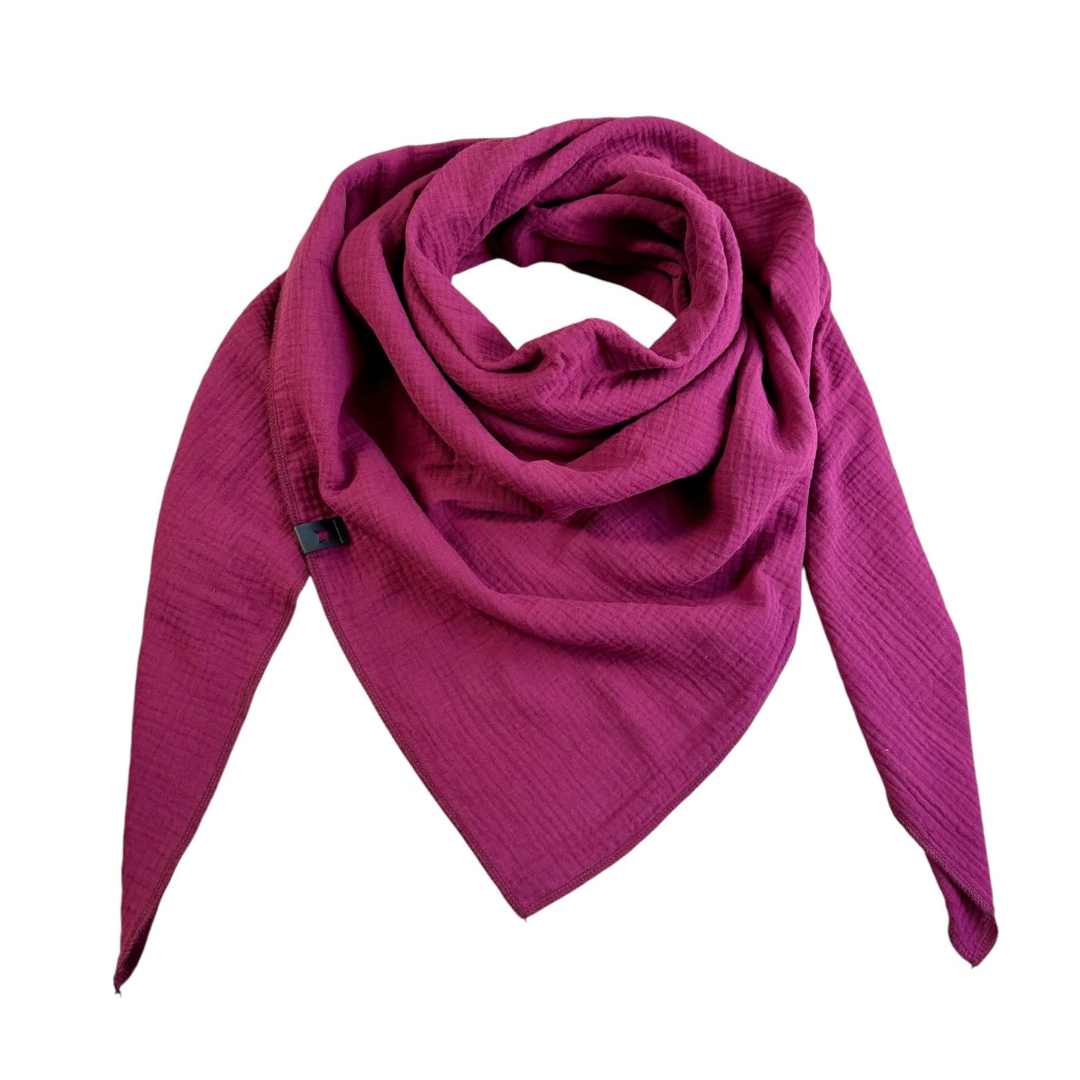 Musselin Liebe XL Tuch in burgundy Halstuch in weinrot mit dunkelroter Naht