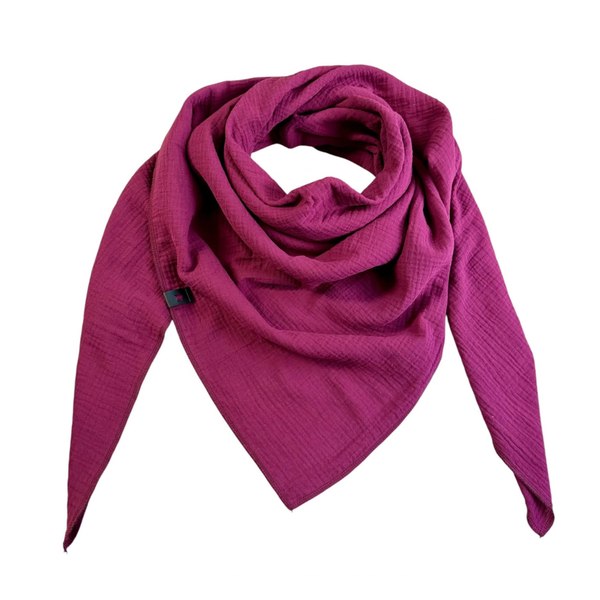 Musselin Liebe XL Tuch in burgundy Halstuch in weinrot mit dunkelroter Naht